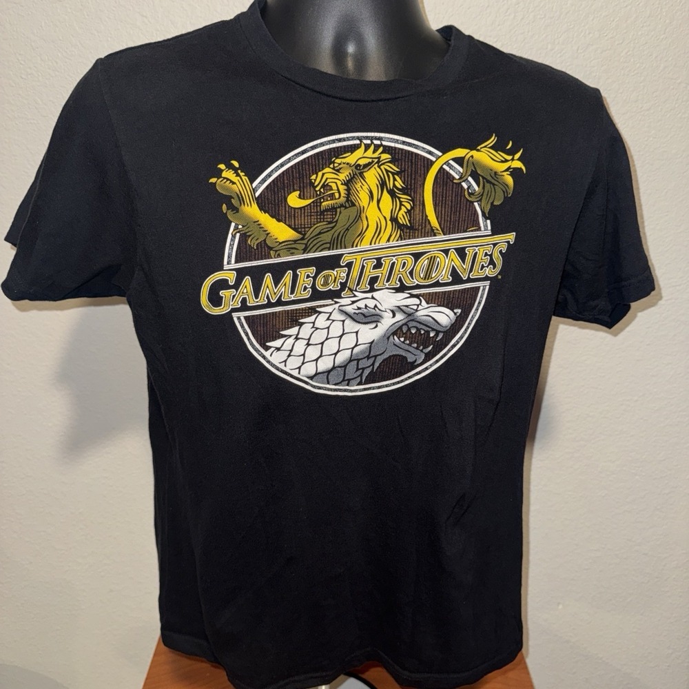 Game of Thrones Black T-Shirt Medium HBO Stark & Lannister House Sigils GOT‎